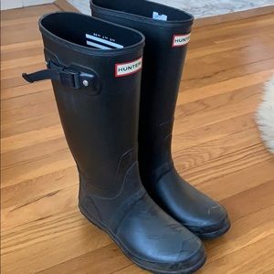Navy Hunter Rain Boots - WIDE CALF